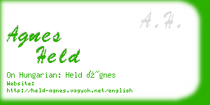 agnes held business card